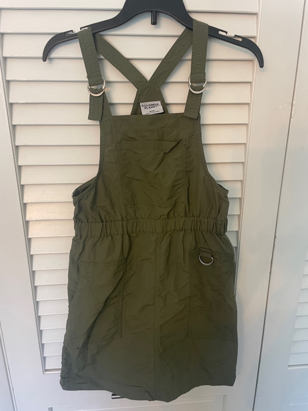 Olive Green Kids Pinafore Dress with Adjustable Straps